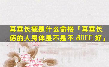 耳垂长痣是什么命格「耳垂长痣的人身体是不是不 🐋 好」
